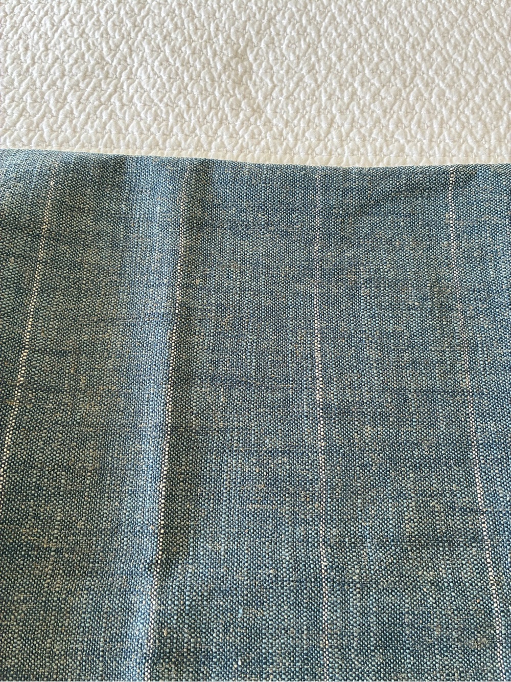Blue Textured Linen-Blend Fabric Panel
